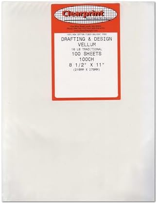 Clearprint 8.5" x 11" 1000H Design Vellum Sheets, 16 lb., 100% Cotton, 10 Sheets Per Pack, 1 Each Clearprint