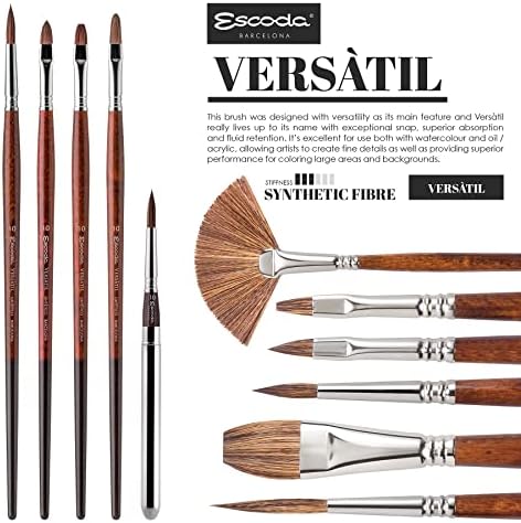 Escoda Versatil 3040 Series Artist Oil and Acrylic Paint Brush, Synthetic Kolinsky, Long Handle, Pointed Round, Size 20 Escoda