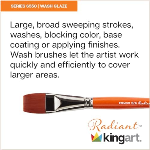 KINGART 6550-1 Taklon Wash Paint Brush, Black/Silver/Orange Kingart