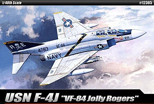 1/48 USN F-4J VF-84 Jolly Rogers 12305 with 3 Lifelike Pilot Figures - Plastic Model Kit Academy