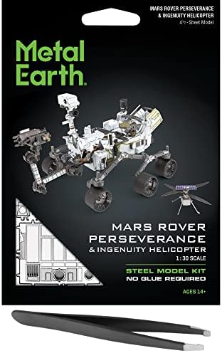 Metal Earth Fascinations Mars Rover Perseverance & Ingenuity Helicopter 3D Metal Model Kit Bundle with Tweezers Metal Earth