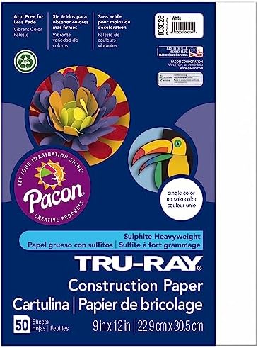 Tru-Ray® Construction Paper, 50% Recycled, 9" x 12", White, Pack Of 50 Pacon