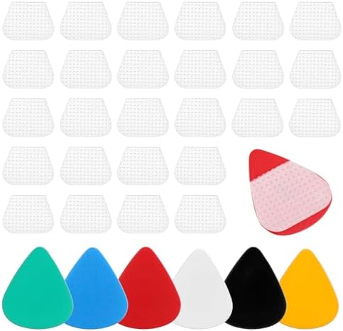 32Pcs Guitar Picks Grips White Thin Silicone Soft Grips Self-Adhesive Anti-slip Guitar Pick Accessories Reusable Helpful Holding the Guitar Picks Tightly for Guitar Lovers, Musician, Concert Xthrotsenk