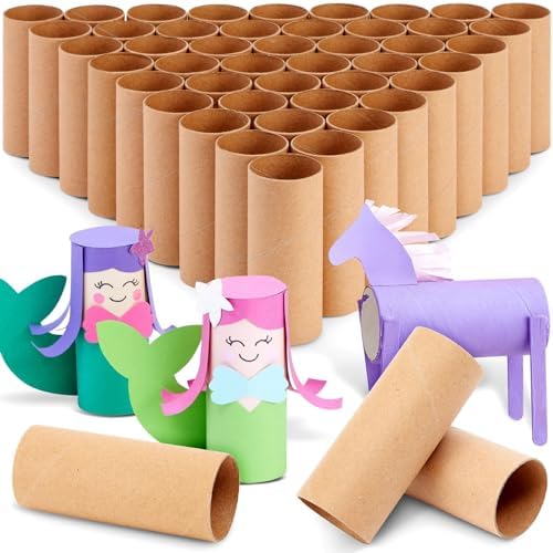 Bright Creations 48 Pack Empty Paper Towel Rolls for Crafts, Brown Cardboard Toilet Paper Tubes, DIY Craft Cardboard Rolls for Classroom, Halloween Decorations and Dioramas (1.6 x 4 in) Bright Creations