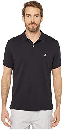 Nautica Men's Slim Fit Short Sleeve Solid Cotton Pique Polo Shirt (XX-Large, Black) Nautica