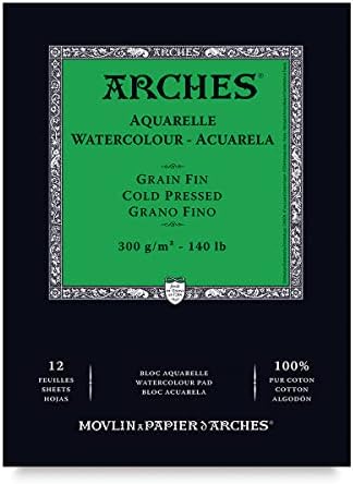 ARCHES - Enc Pad 14.8 x 21 12H Aquarelle 100% Fine 300 g White NAT (A1795090) Arches