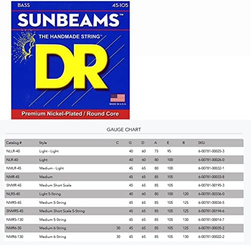 DR Strings Sunbeam - Nickel Plated Round Core 5 String Bass 45-125 DR Strings