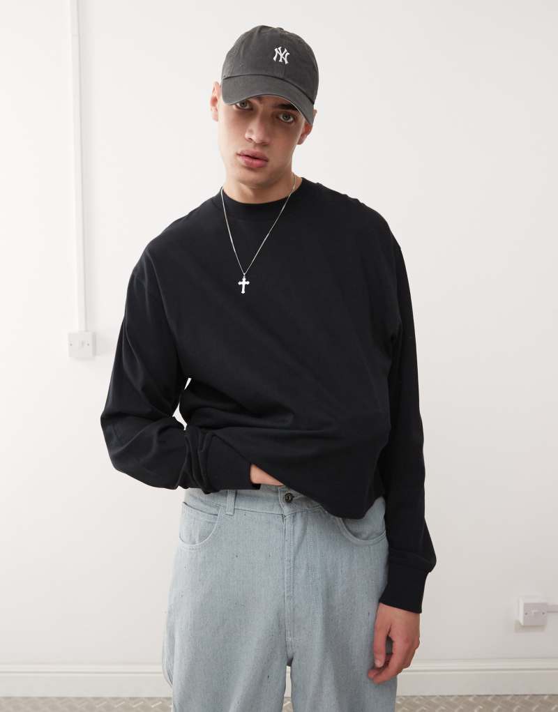 COLLUSION long sleeve boxy t-shirt in black Collusion