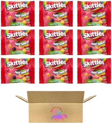 Skittles_Fruit Snacks Original Flavor - 9 Packs of Real Fruit Juice Fruit Snacks Packets - 0.8 Oz Each | Iconic Fruit Flavors in Convenient On-the-Go Packs | Made with Real Fruit Juice Munchique