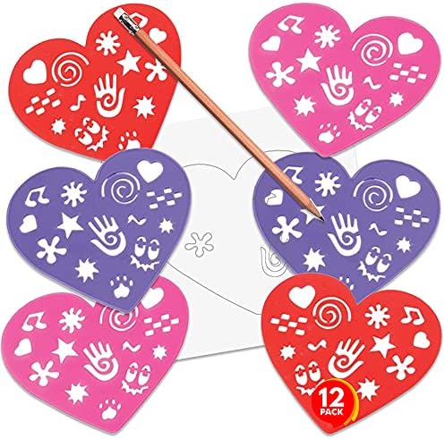 ArtCreativity Valentines Day Heart Stencil Set for Kids, Set of 12, Colorful Drawing Template Kit, Fun Arts and Crafts Supplies, Valentines Day Gifts For Kids, Learning Tool for Children ArtCreativity