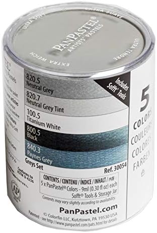 PanPastel 9-Milliliter Ultra Soft Artist Pastel Set, Greys, 5-Pack PanPastel