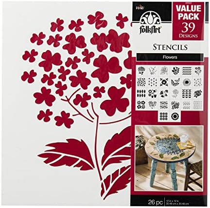 FolkArt Paper Stencil, 12 by 12-Inch, 38962E Flowers Value Pack FolkArt