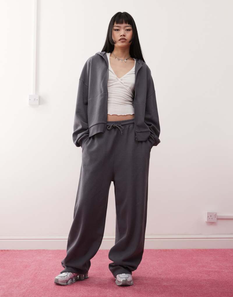 COLLUSION extreme oversized waffle sweatpants in charcoal - part of a set Collusion