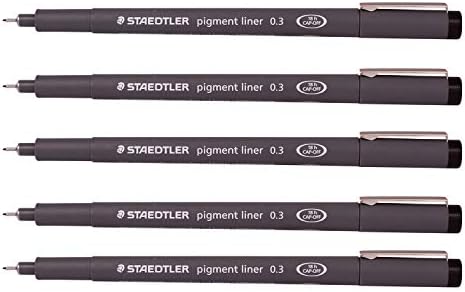 Staedtler 0.3 mm Pigment Liner Fineliner Sketching Drawing Drafting Pens Pack of 5 STAEDTLER