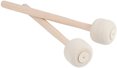 2 Pcs Drum Mallet, Wool Felt Wooden Drum Stick, Drumsticks Percussion Instrument Accessories Part for Drums Eujgoov