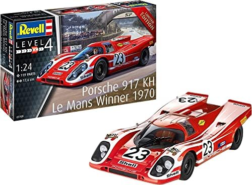 Revell 07709 Porsche 917K Le Mans Winner 1970 1:24 Scale Model Kit, Unpainted, Red Revell