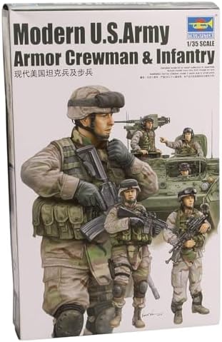 Trumpeter Modern US Army Crewmen and Infantry Figure Set, Scale 1/35, 6-Pack Trumpeter