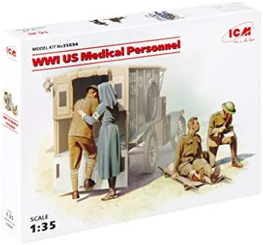 ICM 35694 Plastic Military Figure Models WWI US Medical Personnel (4 Figures) - Scale 1:35 Icm