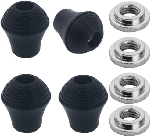 4Pcs Bass Drum Threaded Rubber Feet 29x33mm Floor Tom Leg Tips Rubber Feet with Lock Nut Fits for Most Bass Drum Spurs Legs TUOREN