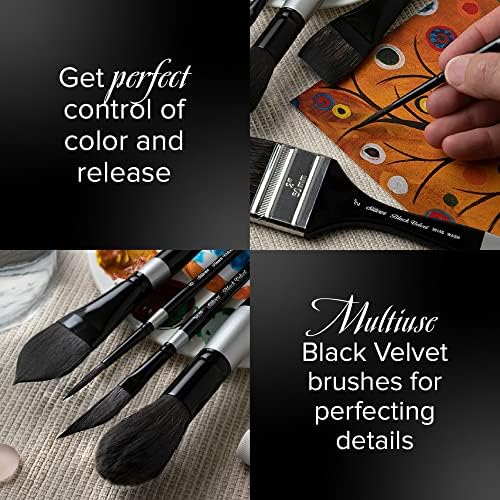 Silver Brush Limited 3009S-1 Black Velvet Oval Wash Paintbrush for Watercolor, Gouache, Inks, & Dyes, Size 1 Inch, Short Handle Silver Brush Limited