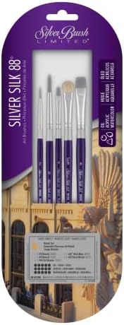 Silver Brush Limited SK-8110S Silver Silk 88 Paint Brush Set, 5-Piece, Short Handle Silver Brush Limited