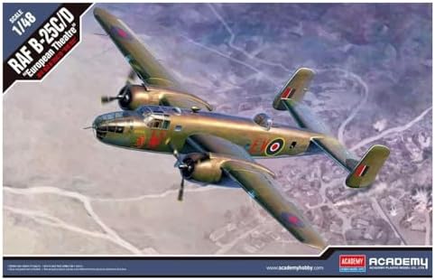 Academy 12339 1/48 British Air Force European Front B-25C/D Plastic Model, Molded Color Academy