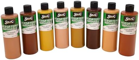 Sax Washable Versatemp Tempera Paints, Multicultural Colors, Set of 8 Pints Sax