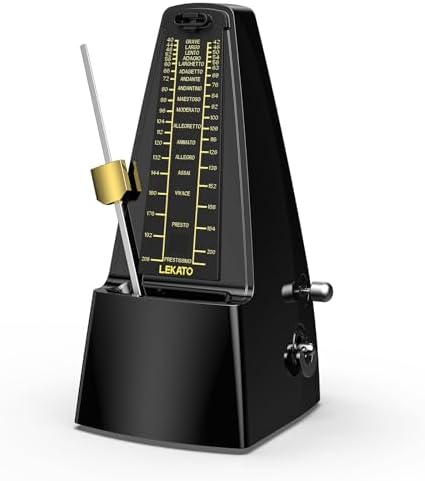 LEKATO Mechanical Metronome, Universal Metronome for Piano, Guitar, Violin, Drums and Other Instruments, Metal Movement, Classic Black LEKATO