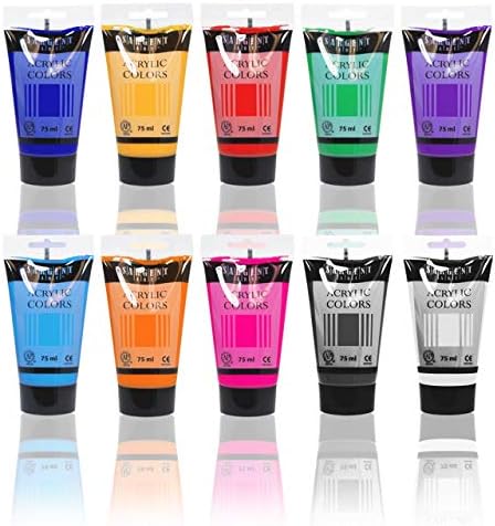 Sargent Art Acrylic Paint Tubes, 75 mL, Assorted, 10 Count, 2.5 Fl Oz (Pack of 10), Colors May Vary Sargent Art