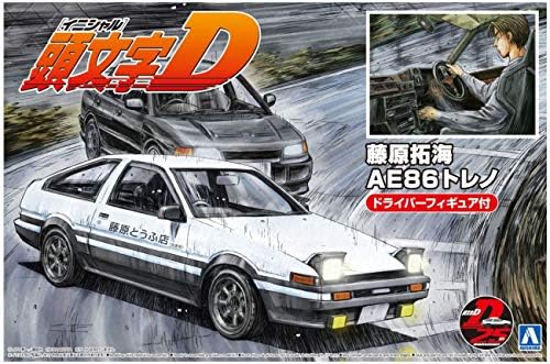 Aoshima Initial D: Fujiwara Takumi AE86 Trueno with Figure 1:24 Scale Model Kit Aoshima