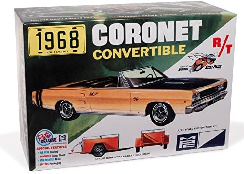 MPC 1968 Dodge Coronet Convertible w/Trailer 1:25 Scale Model Kit Mpc