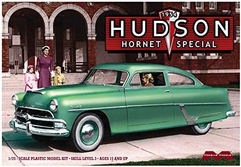 Детализированная пластиковая модель автомобиля Moebius 1/25 Hudson Hornet Special 1954 с хромированными деталями Platz