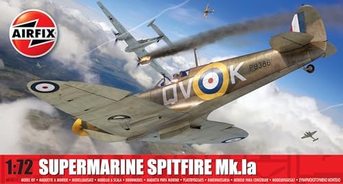 Airfix Model Airplane Kit Model - A01071C Supermarine Spitfire Mk.Ia, Plastic Plane Model Kits for Adults & Kids, Skill Level 1, 1:72 Scale WW2 Military Aircraft Models - Real Aeroplane Models Airfix