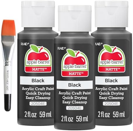 Apple Barrel Barrel Acrylic Paint, 1.6 Oz, Assorted, with Watercolor Paint Brush - Vibrant, Quick-Dry Craft Paints Acrylic for Artists, Matte, Easy -Up, Versatile Use [Pack Of 3] Westlake art