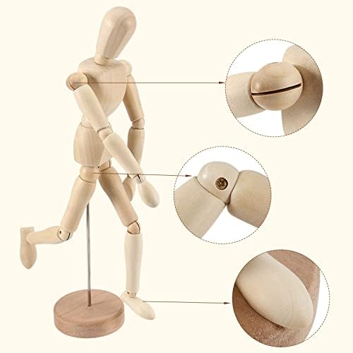 JOIKIT 4 Pack 8.5 Inch Wooden Artists Model, Wooden Art Mannequin Articulated Mannequin with Stand and Posable Body, Movable Wooden Manikin for Drawing The Human Figure JOIKIT