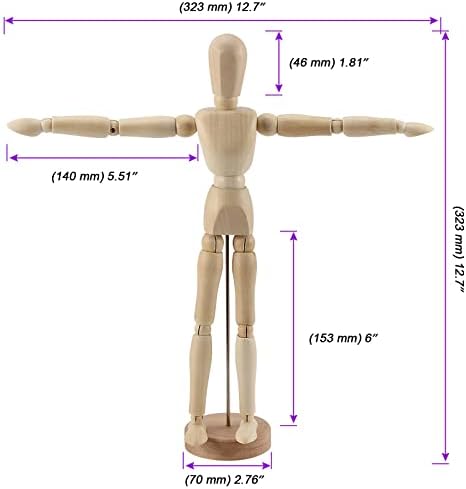 JOIKIT 4 Pack 12 Inch Wooden Artists Model, Wooden Art Mannequin Articulated Mannequin with Stand and Posable Body, Movable Wooden Manikin for Drawing The Human Figure JOIKIT