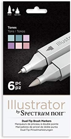 Illustrator by Spectrum Noir 6 Piece Twin Tip Artist Alcohol Marker, Essentials Spectrum Noir