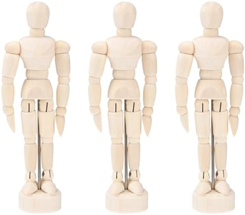 DOITOOL Artists Wooden Manikin Flexible Body Joints 12 Pack 4.5 Inch Mannequin Model Drawing Figure Model Wooden Mannequin Artist Manikin with Stand for Drawing Painting Desk Decoration Doitool