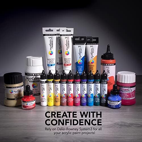 Daler Rowney System3 29.5ml 10-Tube Fluid Acrylic Paint Set - Acrylic Pouring Paint Supplies for Artists and Students - Vivid High-Flow Artist Paint Set for Canvas Murals and More Daler Rowney