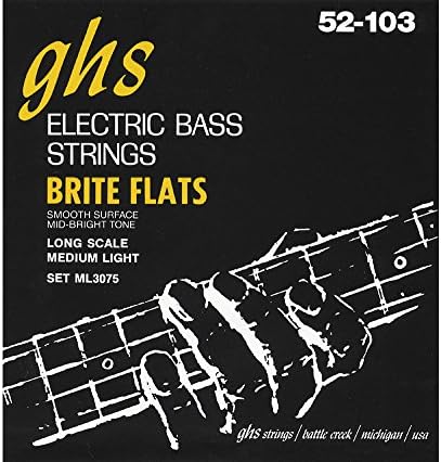 Струны для бас-гитары GHS Strings Brite Flats (ML3075), средней легкости, 52-103 GHS Strings