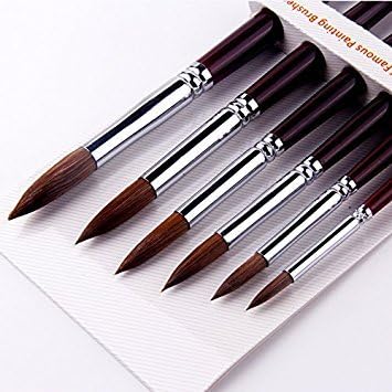 Artist Paint Brushes-Superior Sable Watercolour Brushes Round Point Tip Paint Brush Set for Watercolor Acrylic Painting Supplies Golden maple