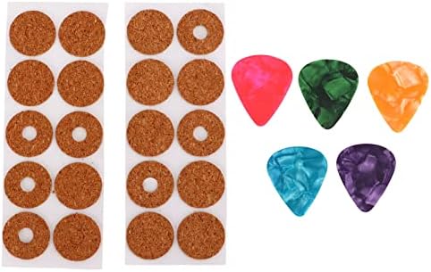 20Pcs Guitar Pick Grips, Guitar Pick Non Slip Grip Cork Sweat Proof Ultra Thin Cork Spacer With 5Pcs 0.71Mm Guitar Pick Performance Accessory RiToEasysports