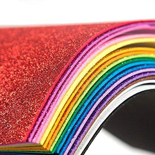 10 Sheets Glitter Foam Sheets for Crafts Halloween Decor, A4 Cardstock Paper Sparkles Self Adhesive Sticky Paper for Christmas Construction Scrapbook Gift DIY Cutters Card Party Decoration (Black) Mluchee