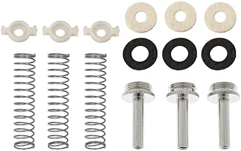 Trumpet Repair Kit Replacement Part Valve Sytem Felt Washers Cushion Piston Guides Connecting Rod Spring Musical Instruments Accessories Set of 15pcs Silver TUOREN