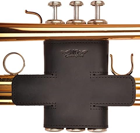 Leather Trumpet Mouthpiece Holder for 7 Mouthpieces by Mg Leather Work. Fits also Flugelhorn, Cornet & French Horn mouthpieces. Mouthpiece case, Mouthpiece bag, Mouthpiece Protection (Black) MG Leather Work