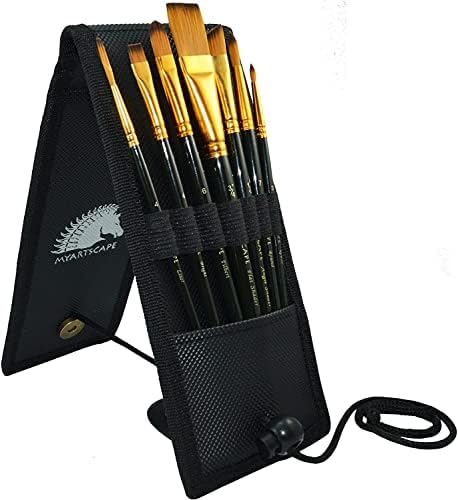 MyArtscape Pocket Paint Brush Set - 7 Artists' Paintbrushes for Watercolor, Acrylic and Oil Painting - Set 1 - Quality Art Supplies MyArtscape