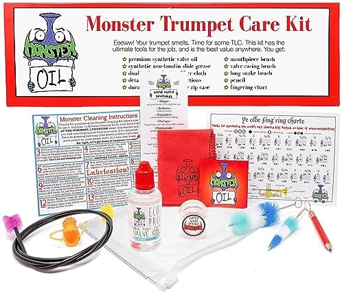 Monster Trumpet Cleaning Kit | USA-Based and Veteran-Owned! | Valve Oil, Slide Grease, and More to Take Care of and Clean Your Trumpet and Cornet! Monster Oil