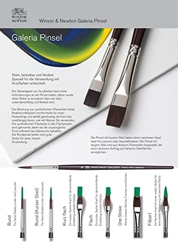 Кисти с длинной ручкой Winsor & Newton Galeria (3 шт., круглые 6 и 8, филберт 12) для точного нанесения цвета Winsor & Newton