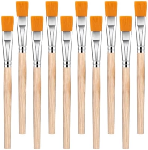 10PCS Flat Paint Brushes for Kids and Adults, 3/5 Inch Wood Paint Brush, Mini Flat Brushes for Watercolor, Small Craft Paint Brushes, Oil and Acrylic, Small Paint Brushes for Touch Up Ymapinc