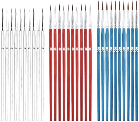 30 мини-кистей для рисования: тонкие кисти размеров #0, #00, #000 для акварели, акрила и миниатюрной живописи Peutier